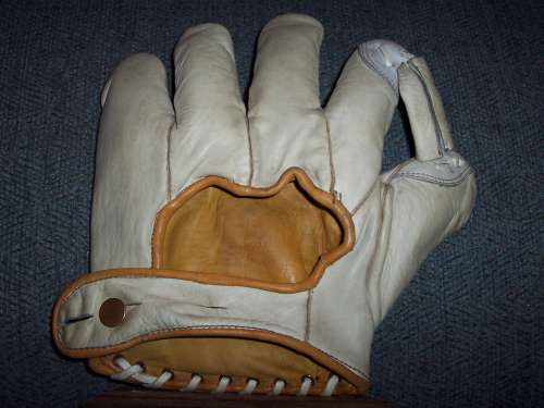 White Tan Softball Glove Back